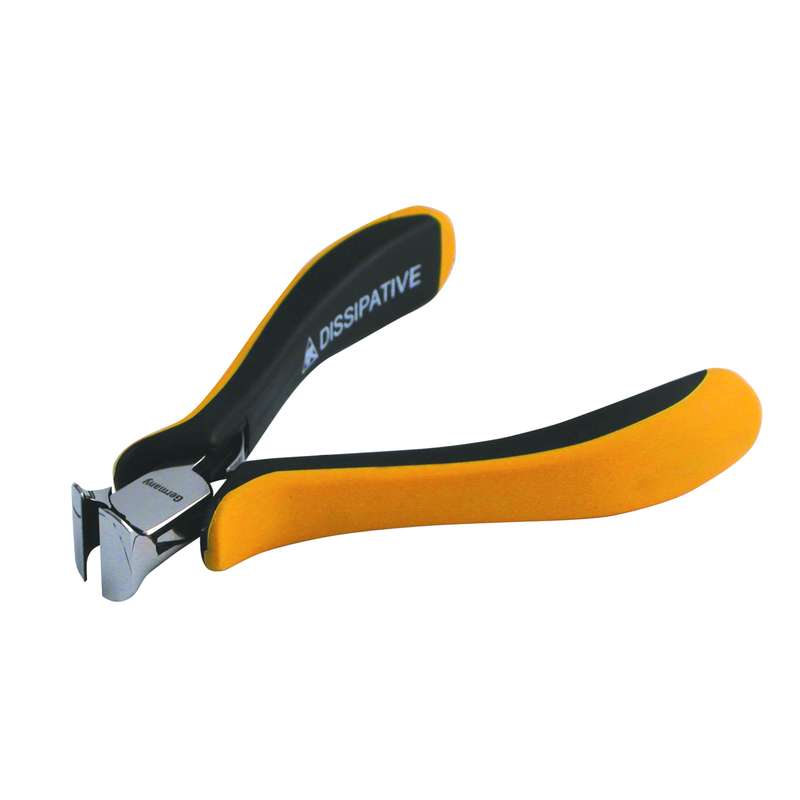 ESD-Safe Wide Head Oblique Flush Cutters with Ergonomic Grip Handles, 4-17/32" Long